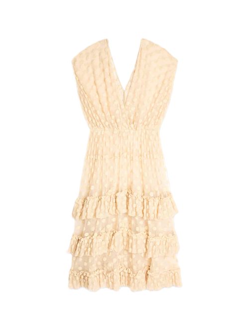 Dries Van noten Abito in rete con volant Dally ecrù DRIES VAN NOTEN | 261-011007-32915 ECRÙ